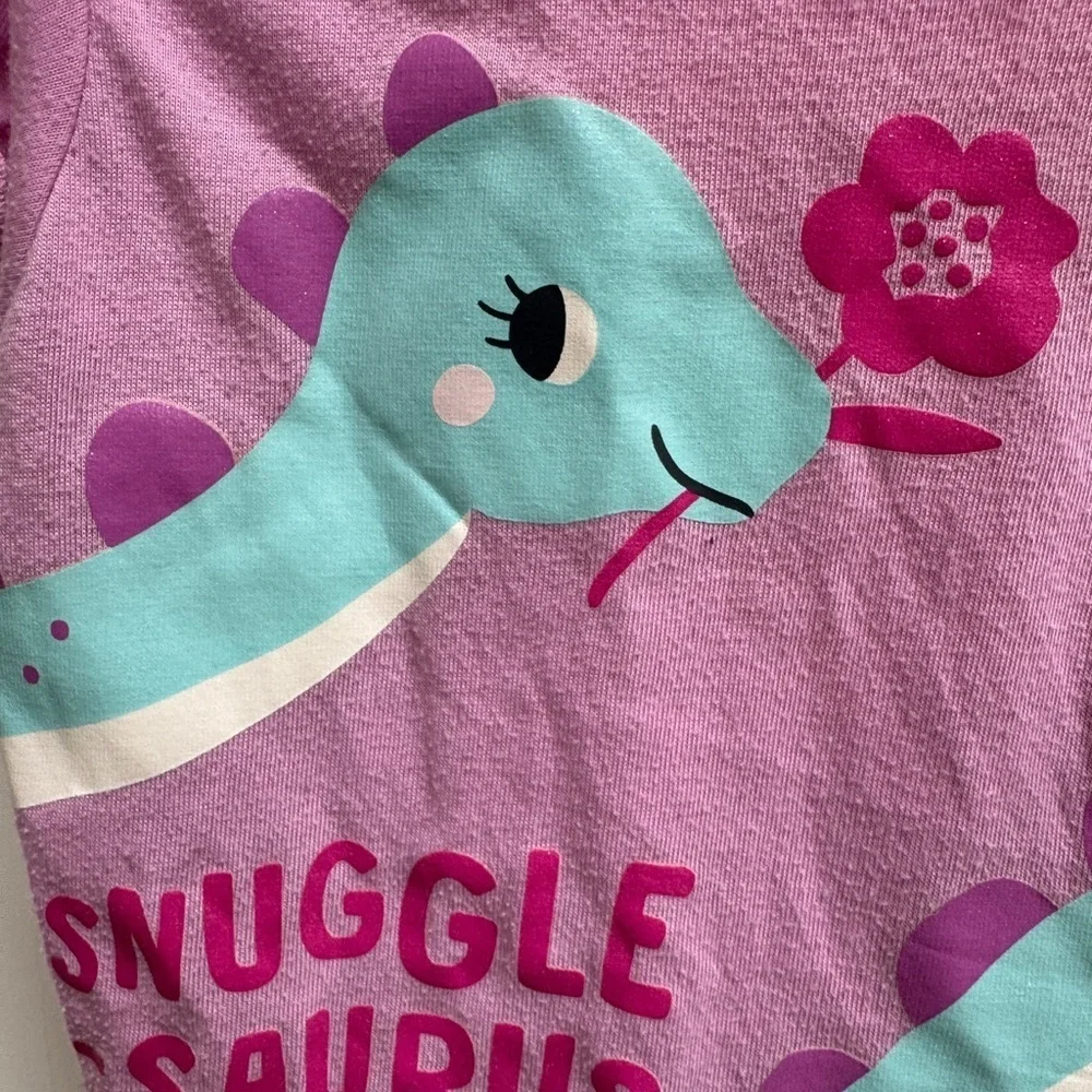Carter's 3T Girls Pink Snuggle-Saurus Dinosaur Short Sleeve Tee Shirt Pajama Top